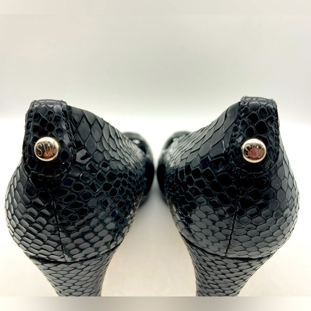 Stuart Weitzman Black Python Embossed Leather Pla… - image 6